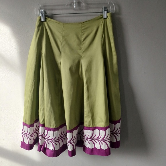 Boden Dresses & Skirts - Boden Womens Size 8 Pleated Skirt Midi Hawaiian Floral Lined 100% Cotton Zipper